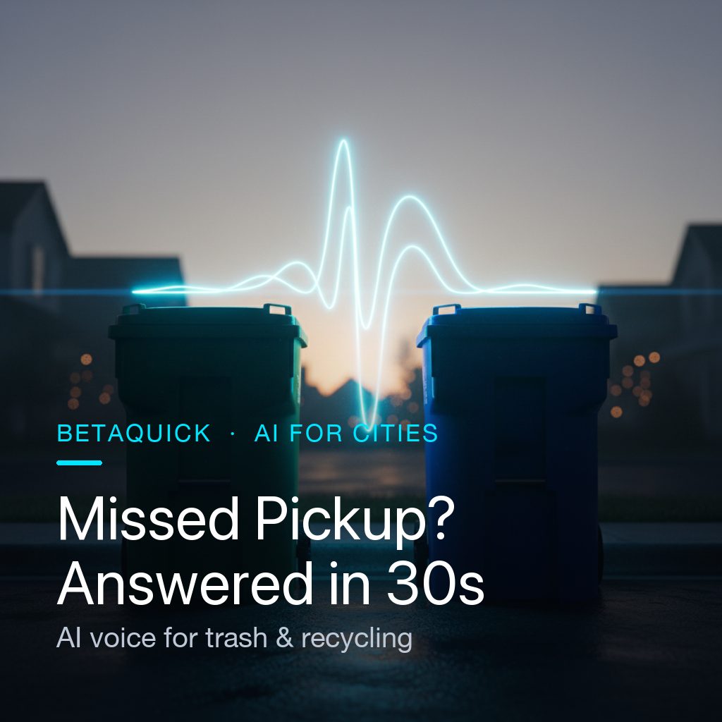 AI for trash and recycling calls missed pickup bulk item Recycle Coach ReCollect Routeware Rubicon Cityworks voice agent