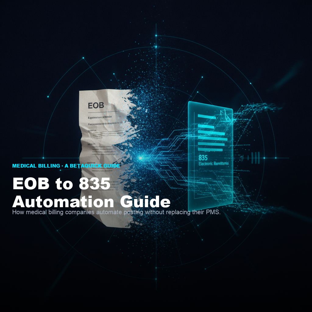 EOB to 835 automation visualization - paper EOB transforming into a digital 835 file