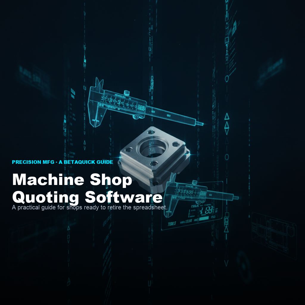 Machine shop quoting software visualization - CNC-machined part with digital pricing streams