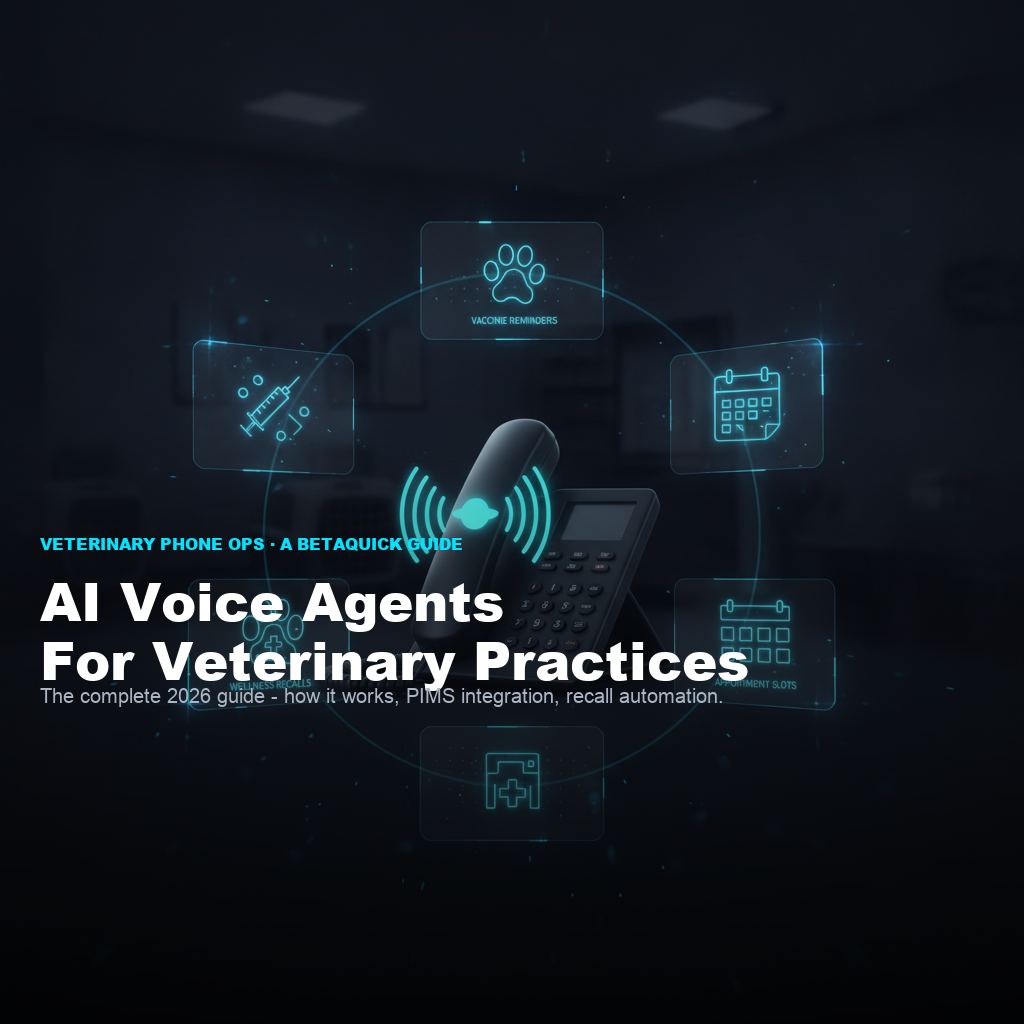 AI voice agent for veterinary practices - sound wave from phone transforming into schedule grid